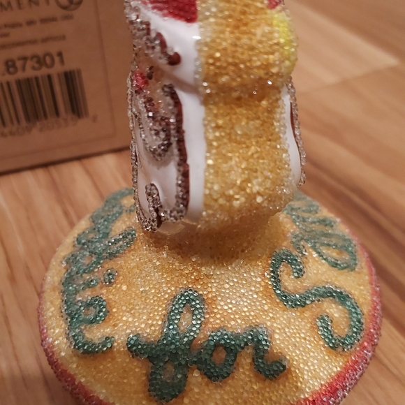 Dept 56 Christmas Cookie Press Vintage 2002 Sparkly Fused Glass Santa Stamp - Picture 3 of 7